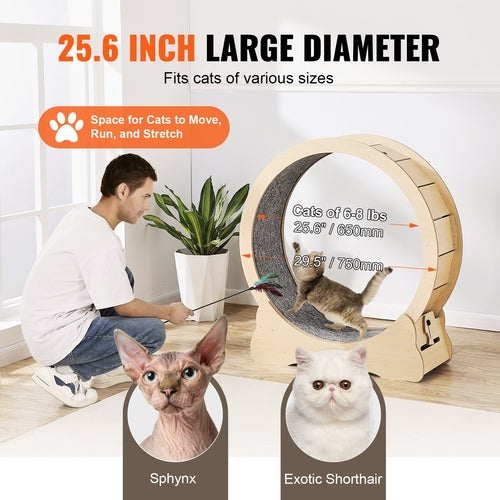 Cat Exercise Wheel, Large Cat Treadmill Wheel for Indoor Cats, 29.5