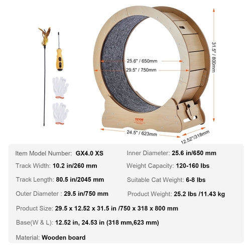 Cat Exercise Wheel, Large Cat Treadmill Wheel for Indoor Cats, 29.5